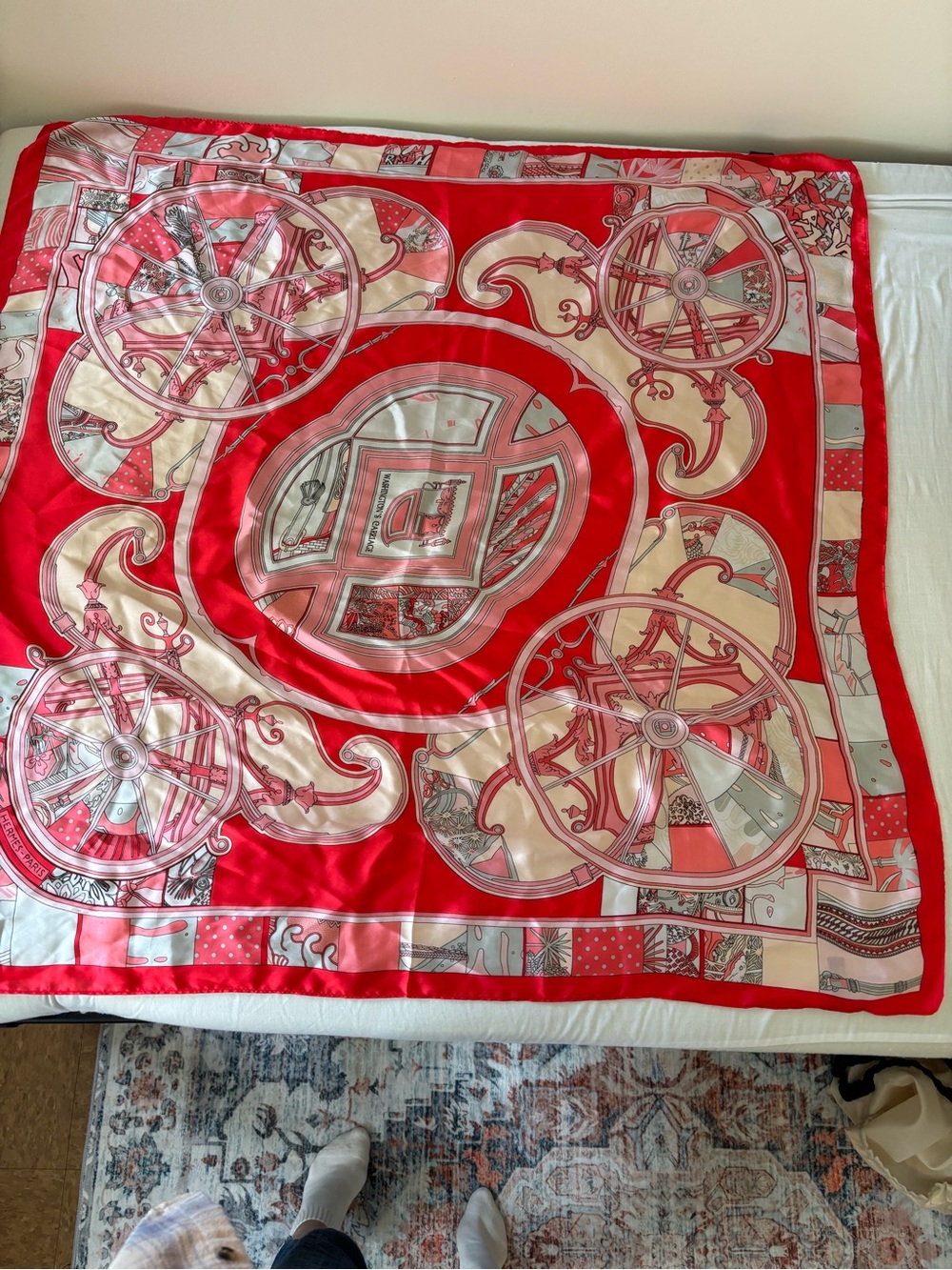 HERMÈS Style Silk scarf “Washington’s Carriage” Carré 90